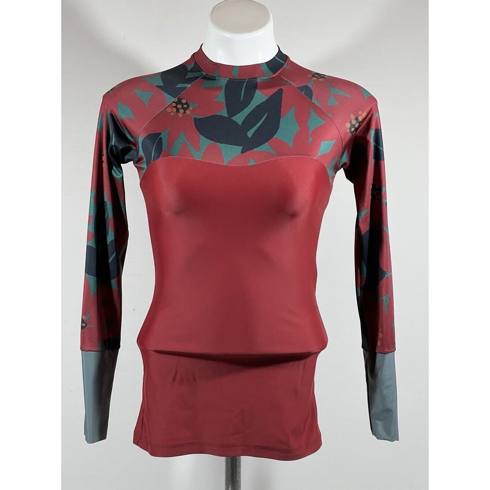 Seea Rash Guard Womens Small Floral Long Sleeve Coastal Surf Swim Boho Style